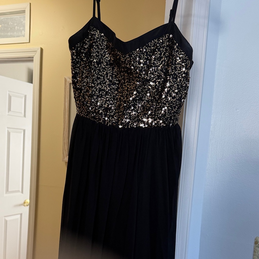Black and Gold Sequin Dress